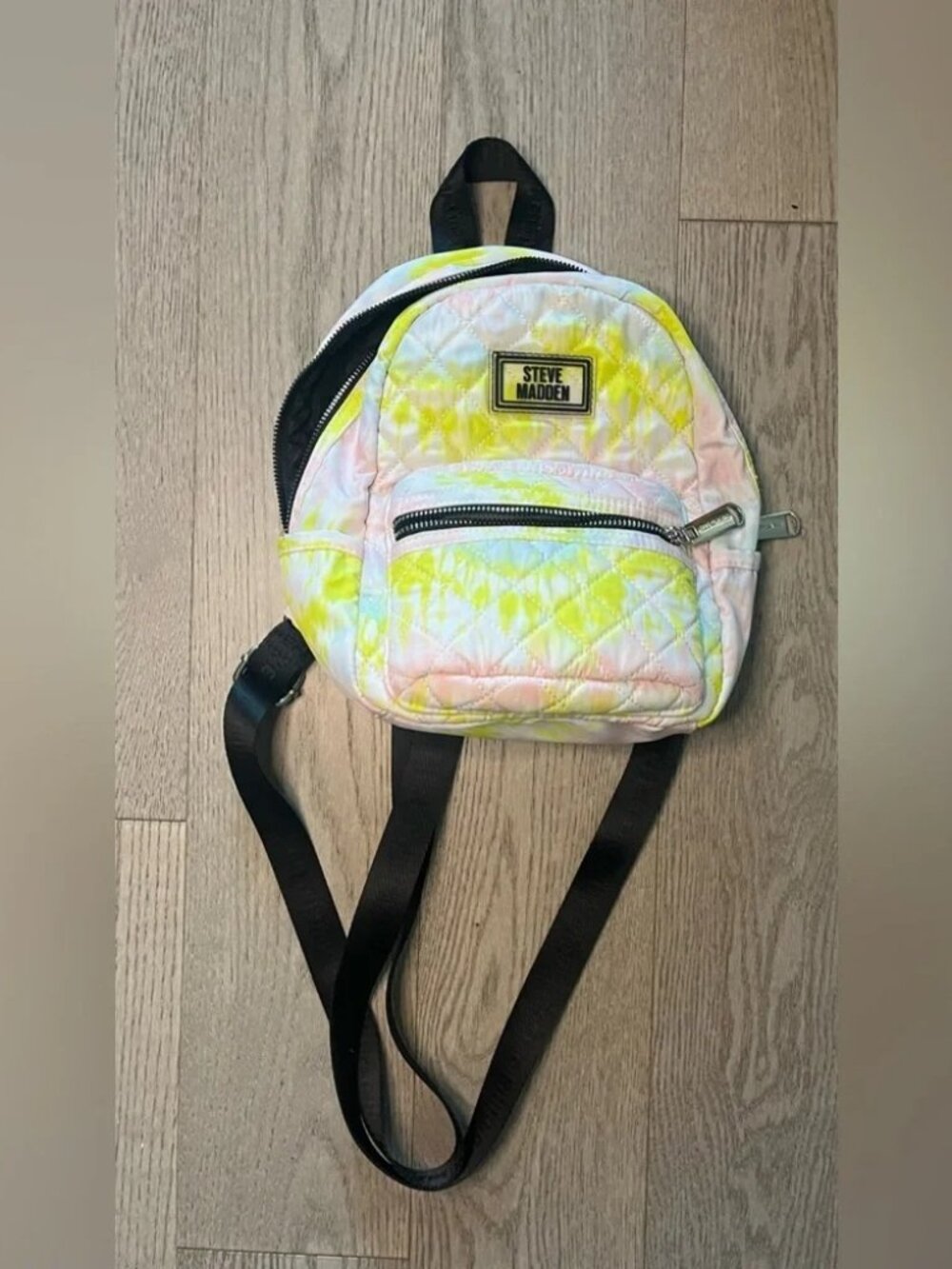 Steve Madden Women's Mini Yellow and Pink Quilted Backpack